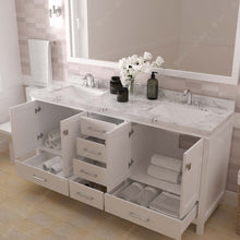 Load image into Gallery viewer, Virtu USA Caroline Avenue 72&quot; Double Bath Vanity in White with White Quartz Top and Square Sinks with Matching Mirror- Virtuusa