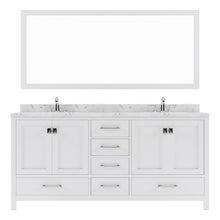 Load image into Gallery viewer, Virtu USA Caroline Avenue 72&quot; Double Bath Vanity in White with White Quartz Top and Square Sinks with Matching Mirror- Virtuusa