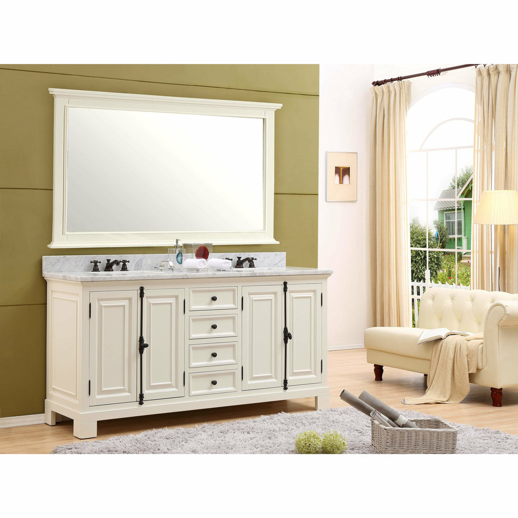 Water Creation 60 Inch Antique White Double Sink Bathroom Vanity With Matching Framed Mirrors From The Greenwich Collection- Water Creation