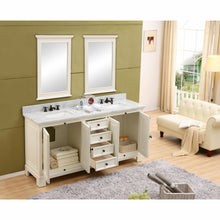 Load image into Gallery viewer, Water Creation 60 Inch Antique White Double Sink Bathroom Vanity With Matching Framed Mirror From The Greenwich Collection- Water Creation