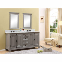 Load image into Gallery viewer, Water Creation 60 Inch Antique White Double Sink Bathroom Vanity With Matching Framed Mirror And Faucets From The Greenwich Collection- Water Creation