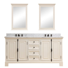 Load image into Gallery viewer, Water Creation 72 Inch Antique White Double Sink Bathroom Vanity With Matching Framed Mirror From The Greenwich Collection- Water Creation