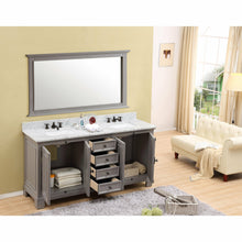 Load image into Gallery viewer, Water Creation 72 Inch Grey Double Sink Bathroom Vanity With Matching Framed Mirror And Faucets From The Greenwich Collection- Water Creation