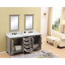 Load image into Gallery viewer, Water Creation 72 Inch Antique White Double Sink Bathroom Vanity With Matching Framed Mirror And Faucets From The Greenwich Collection- Water Creation