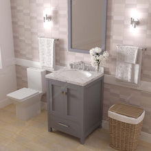 Load image into Gallery viewer, Virtu USA Caroline Avenue 24&quot; Single Bath Vanity in Gray with White Quartz Top and Round Sink- Virtuusa