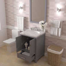 Load image into Gallery viewer, Virtu USA Caroline Avenue 24&quot; Single Bath Vanity in Gray with White Quartz Top and Round Sink with Matching Mirror- Virtuusa