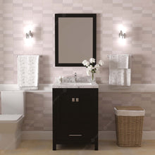 Load image into Gallery viewer, Virtu USA Caroline Avenue 24&quot; Single Bath Vanity in Espresso with White Quartz Top and Square Sink with Brushed Nickel Faucet with Matching Mirror- Virtuusa