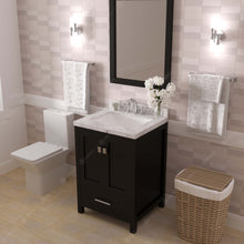 Load image into Gallery viewer, Virtu USA Caroline Avenue 24&quot; Single Bath Vanity in Espresso with White Quartz Top and Square Sink with Brushed Nickel Faucet with Matching Mirror- Virtuusa