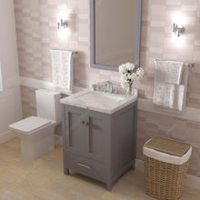 Load image into Gallery viewer, Virtu USA Caroline Avenue 24&quot; Single Bath Vanity in Gray with White Quartz Top and Square Sink with Brushed Nickel Faucet with Matching Mirror- Virtuusa