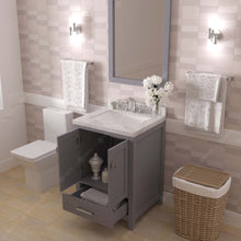 Load image into Gallery viewer, Virtu USA Caroline Avenue 24&quot; Single Bath Vanity in Gray with White Quartz Top and Square Sink with Brushed Nickel Faucet with Matching Mirror- Virtuusa
