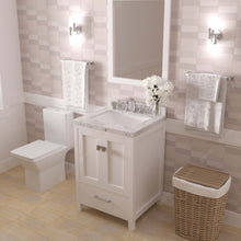 Load image into Gallery viewer, Virtu USA Caroline Avenue 24&quot; Single Bath Vanity in White with White Quartz Top and Square Sink with Polished Chrome Faucet with Matching Mirror- Virtuusa