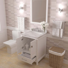 Load image into Gallery viewer, Virtu USA Caroline Avenue 24&quot; Single Bath Vanity in White with White Quartz Top and Square Sink with Polished Chrome Faucet with Matching Mirror- Virtuusa
