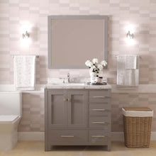 Load image into Gallery viewer, Virtu USA Caroline Avenue 36&quot; Single Bath Vanity in Cashmere Gray with White Quartz Top and Round Sink with Polished Chrome Faucet with Matching Mirror- Virtuusa