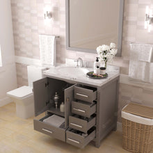 Load image into Gallery viewer, Virtu USA Caroline Avenue 36&quot; Single Bath Vanity in Cashmere Gray with White Quartz Top and Round Sink- Virtuusa