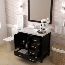 Load image into Gallery viewer, Virtu USA Caroline Avenue 36&quot; Single Bath Vanity in Espresso with White Quartz Top and Round Sink with Matching Mirror- Virtuusa