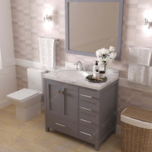 Load image into Gallery viewer, Virtu USA Caroline Avenue 36&quot; Single Bath Vanity in Gray with White Quartz Top and Round Sink with Brushed Nickel Faucet with Matching Mirror- Virtuusa
