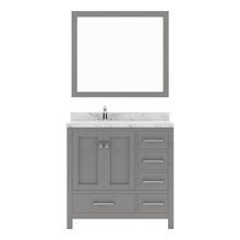 Load image into Gallery viewer, Virtu USA Caroline Avenue 36&quot; Single Bath Vanity in Cashmere Gray with White Quartz Top and Square Sink with Polished Chrome Faucet with Matching Mirror- Virtuusa