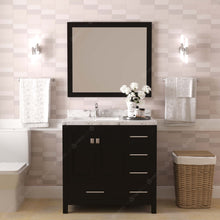 Load image into Gallery viewer, Virtu USA Caroline Avenue 36&quot; Single Bath Vanity in Espresso with White Quartz Top and Square Sink with Brushed Nickel Faucet with Matching Mirror- Virtuusa