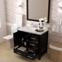 Load image into Gallery viewer, Virtu USA Caroline Avenue 36&quot; Single Bath Vanity in Espresso with White Quartz Top and Square Sink with Matching Mirror- Virtuusa