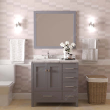 Load image into Gallery viewer, Virtu USA Caroline Avenue 36&quot; Single Bath Vanity in Gray with White Quartz Top and Square Sink with Matching Mirror- Virtuusa
