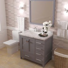 Load image into Gallery viewer, Virtu USA Caroline Avenue 36&quot; Single Bath Vanity in Gray with White Quartz Top and Square Sink with Matching Mirror- Virtuusa