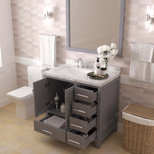 Load image into Gallery viewer, Virtu USA Caroline Avenue 36&quot; Single Bath Vanity in Gray with White Quartz Top and Square Sink- Virtuusa