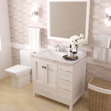 Load image into Gallery viewer, Virtu USA Caroline Avenue 36&quot; Single Bath Vanity in White with White Quartz Top and Square Sink with Polished Chrome Faucet with Matching Mirror- Virtuusa