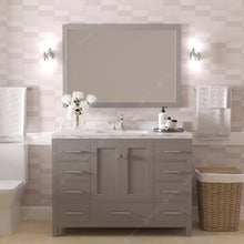 Load image into Gallery viewer, Virtu USA Caroline Avenue 48&quot; Single Bath Vanity in Cashmere Gray with White Quartz Top and Square Sink with Polished Chrome Faucet with Matching Mirror- Virtuusa