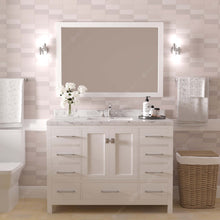 Load image into Gallery viewer, Virtu USA Caroline Avenue 48&quot; Single Bath Vanity in White with White Quartz Top and Square Sink with Brushed Nickel Faucet with Matching Mirror- Virtuusa