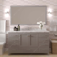 Load image into Gallery viewer, Virtu USA Caroline Avenue 60&quot; Single Bath Vanity in Cashmere Gray with White Quartz Top and Round Sink with Brushed Nickel Faucet with Matching Mirror- Virtuusa