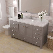 Load image into Gallery viewer, Virtu USA Caroline Avenue 60&quot; Single Bath Vanity in Cashmere Gray with White Quartz Top and Round Sink with Brushed Nickel Faucet with Matching Mirror- Virtuusa
