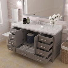 Load image into Gallery viewer, Virtu USA Caroline Avenue 60&quot; Single Bath Vanity in Cashmere Gray with White Quartz Top and Round Sink- Virtuusa