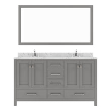 Load image into Gallery viewer, Virtu USA Caroline Avenue 60&quot; Single Bath Vanity in Cashmere Gray with White Quartz Top and Round Sink with Polished Chrome Faucet with Matching Mirror- Virtuusa