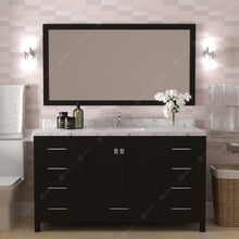 Load image into Gallery viewer, Virtu USA Caroline Avenue 60&quot; Single Bath Vanity in Espresso with White Quartz Top and Round Sink with Matching Mirror- Virtuusa