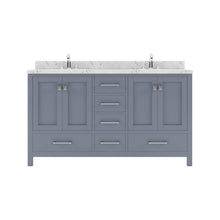 Load image into Gallery viewer, Virtu USA Caroline Avenue 60&quot; Single Bath Vanity in Gray with White Quartz Top and Round Sink- Virtuusa