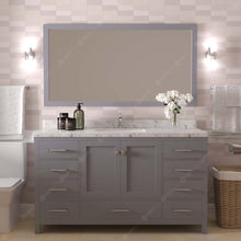 Load image into Gallery viewer, Virtu USA Caroline Avenue 60&quot; Single Bath Vanity in Gray with White Quartz Top and Round Sink with Matching Mirror- Virtuusa