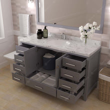 Load image into Gallery viewer, Virtu USA Caroline Avenue 60&quot; Single Bath Vanity in Gray with White Quartz Top and Round Sink with Polished Chrome Faucet with Matching Mirror- Virtuusa