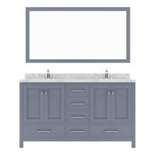 Load image into Gallery viewer, Virtu USA Caroline Avenue 60&quot; Single Bath Vanity in Gray with White Quartz Top and Round Sink with Brushed Nickel Faucet with Matching Mirror- Virtuusa