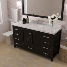 Load image into Gallery viewer, Virtu USA Caroline Avenue 60&quot; Single Bath Vanity in Espresso with White Quartz Top and Square Sink with Matching Mirror- Virtuusa