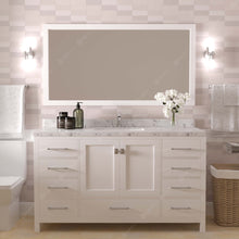 Load image into Gallery viewer, Virtu USA Caroline Avenue 60&quot; Single Bath Vanity in White with White Quartz Top and Square Sink with Brushed Nickel Faucet with Matching Mirror- Virtuusa