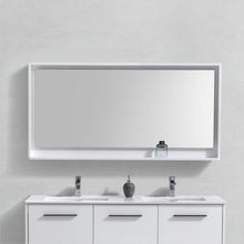Load image into Gallery viewer, Bosco 60&quot; Framed Mirror With Shelve - Gloss White Finish- Kubebath