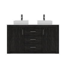 Load image into Gallery viewer, Tavian 60&quot; Double Bath Vanity in Midnight Oak with White Stone Top and Sinks- Virtuusa
