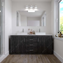 Load image into Gallery viewer, Tavian 72&quot; Double Bath Vanity in Midnight Oak with White Stone Top and Sinks- Virtuusa