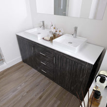 Load image into Gallery viewer, Tavian 72&quot; Double Bath Vanity in Midnight Oak with White Stone Top and Sinks- Virtuusa