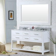 Load image into Gallery viewer, Water Creation 60 Inch Pure White Double Sink Bathroom Vanity With Matching Framed Mirror And Faucet From The Madalyn Collection- Water Creation