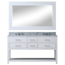 Load image into Gallery viewer, Water Creation 60 Inch Pure White Double Sink Bathroom Vanity With 2 Matching Framed Mirrors And Faucets From The Madalyn Collection- Water Creation