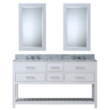 Load image into Gallery viewer, Water Creation 60 Inch Cashmere Grey Double Sink Bathroom Vanity With Matching Framed Mirror And Faucet From The Madalyn Collection- Water Creation
