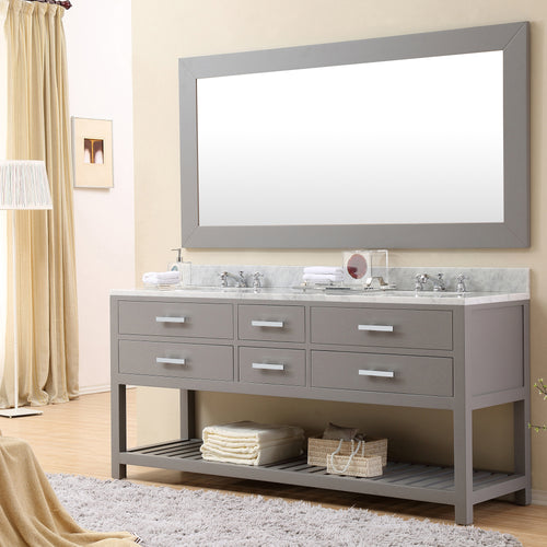 Water Creation 72 Inch Pure White Double Sink Bathroom Vanity With Faucet From The Madalyn Collection- Water Creation