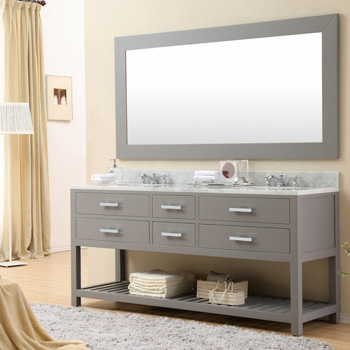 Water Creation 72 Inch Espresso Double Sink Bathroom Vanity With Matching Large Framed Mirror From The Madalyn Collection- Water Creation