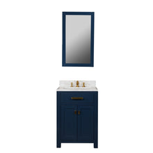 Load image into Gallery viewer, Water Creation Madison 24-Inch Single Sink Carrara White Marble Vanity In Monarch Blue With Matching Mirror and F2-0013-06-FX Lavatory Faucet- Water Creation